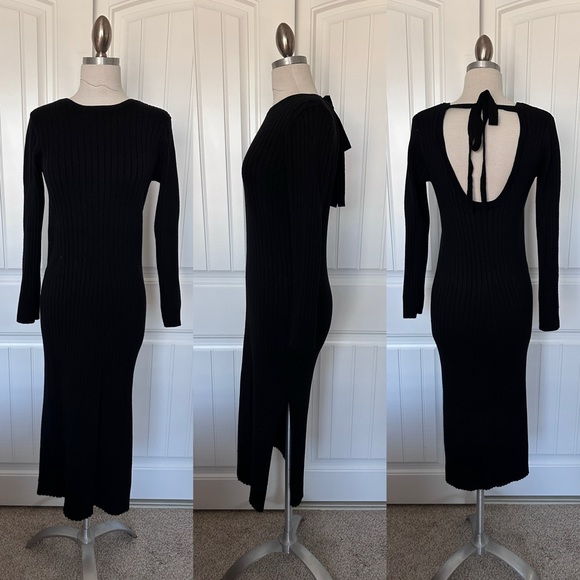 WAYF BFF Dede x Emily Hollie Long Sleeve Sweater Dress Black - Picture 2 of 8